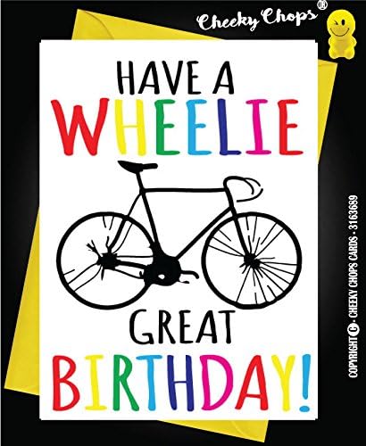 Funny Bike Birthday Card For Him Her Cyclist Friend Dad Mum Teen Pun Humour Colourful Bicycle Design Mamil Sport Wheelie - C67