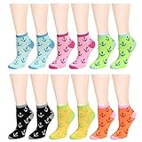 12-Pack Women's Ankle Socks Assorted Colors Size 9-11 (Anchor)