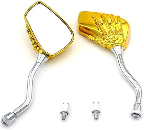 Amazon サイドミラー オートバイ 頭蓋骨の手パターン バックミラー 高強度 高靭性 全3色 ゴールデン ミラー 車 バイク