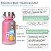 Rehydrate Pro Pink Junior Kids Insulated Stainless Steel and Environmentally Friendly for Hot or Cold Drinks and Travel. 11.83 Oz/350ml Hydration Flask Includes Free 'Flip N Sip' Sports Cap
