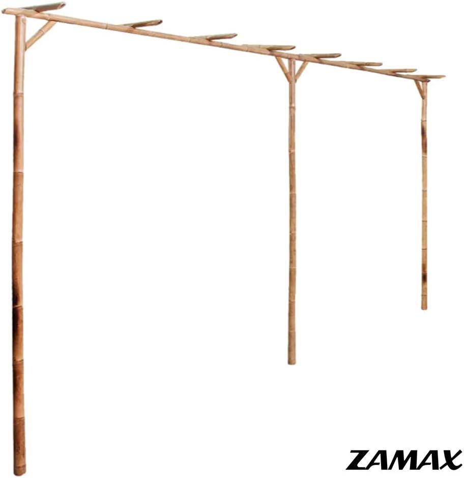 ZAMAX Outdoor Bamboo Extra Long Garden Pergola, 151.6" X 15.7" X 80.7", Various Flower and Climber Plants Arch Support Arbor, with Galvanized Screws, Easy Assemble