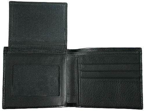 Classic Genuine Stingray Leather Bi-Fold Wallet w/ Left Flap (Stripped Black)