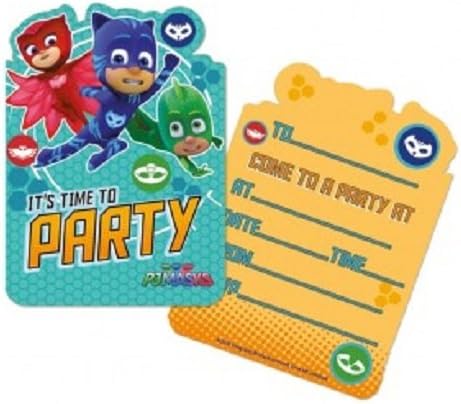 PACK OF 10 PJ MASKS PARTY INVITATIONS WITH ENVELOPES