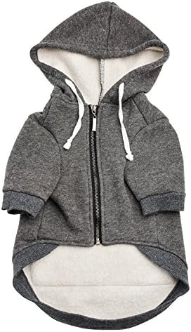 Ellie Dog Wear Zip Up Adventure Charcoal Grey Dog Hoodie with Hook & Loop Pockets and Adjustable Drawstring Hood - XXS to XXL Available - Comfortable & Versatile Premium Dog Hoodies