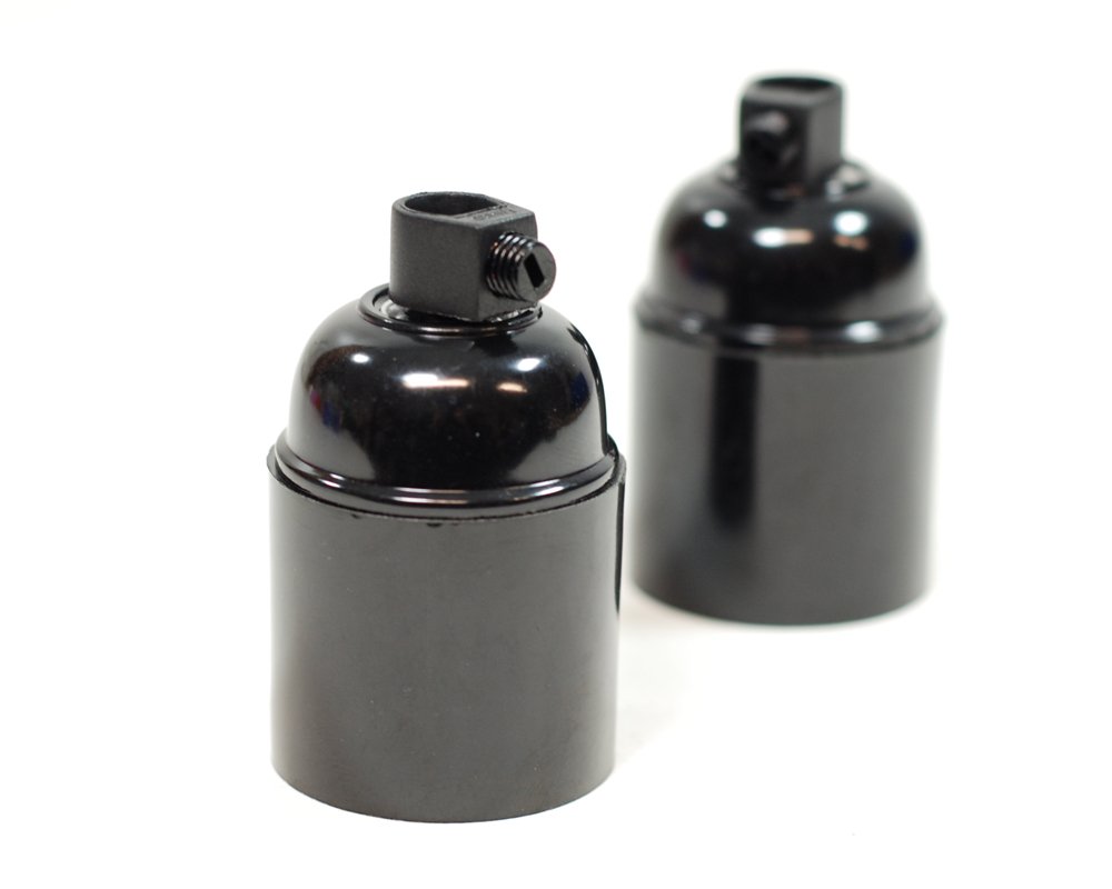 Bakelite Vintage Lamp Light Bulb Holder | E27 ES Screw | Black | 2 Pack