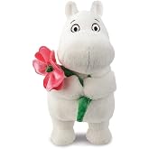 Aurora, 61556, Moomin Standing with Pink Flower 6.5 In, Soft Toy, White