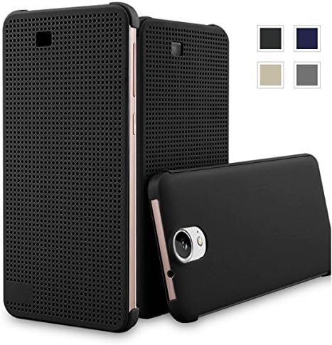 HTC Desire 626 Dot View Case Smart Displaying Flip Protective Cover AaBbDd Professional Cell Phone Holster(Desire 626_BLACK)