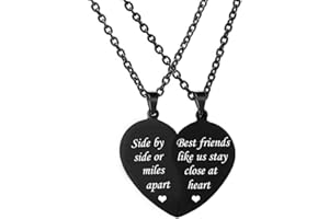 MJartoria BFF Necklace for 2-Valentines Heart Matching Necklace Best Friends Pendant Friendship Necklace Set of 2 Birthday Gifts