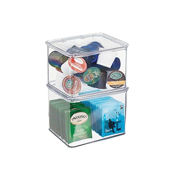 InterDesign-67230-CabinetKitchen-Binz-Stackable-Storage-Container-Plastic-Storage-Boxes-Clear-Medium iDesign 67230 Cabinet/Kitchen Binz Stackable Storage Container, Plastic Storage Boxes, Clear, Medium, 14 x 17 x 12.5 cm