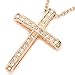 FC JORY Woen Rose Gold Plate Cross Pendant CZ Crystal Rhinestones Chain Necklace