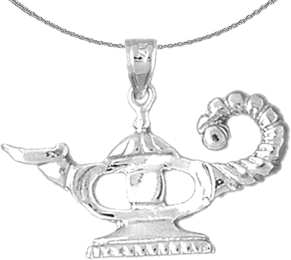 14K White Gold Genie Lamp Necklace 21 mm Jewels Obsession Amazon.co.uk Jewellery