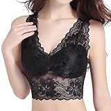 Sleep Koala Women's Sexy Lace Bralette Plus Size Padded Bra Yoga Bralettes Wire Free Sleep Lingerie Black XXL