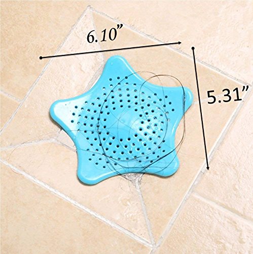 Awekris Shower Drain Hair Catcher, Hair Stopper for Bathroom Bathtub and Kitchen, Rubber Sink Strainer,White & Blue Starfish Shaped (4 Pack) - Thumbnail 2