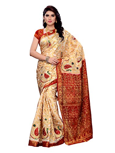 Mimosa Women Kanchipuram Artificial silk Saree With Contrast Blouse.