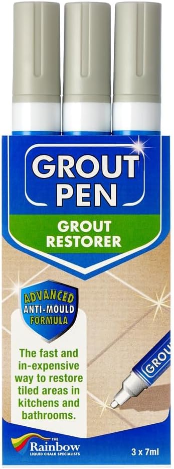 Rainbow Chalk Markers 3 x Light Grey Grout Pens for Tile Restoration