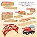 Dragon Drew 24 Piece Wooden Train Set - Compatible with Brio, Thomas, Chuggington and All Major Brands – Accessories and Expansion Kit Includes 22 Tracks, a Bridge and 1 Engine Car