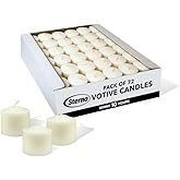 Sterno 72-Pack Votive Candles Bulk Pack - Long Lasting Tea Lights, Burns Up to 10 Hours - Unscented White Votive Candles for Indoors or Outdoors - Use as Party Decor or Centerpiece Table Decorations