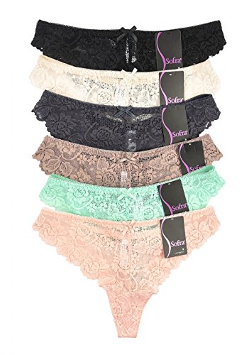 MaMia 6 Pack of Women's Lace Boyshort Panties (XL, Sofra Fantasy)