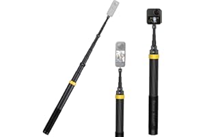 INKSOON 36cm to 3m Carbon Fiber Invisible Selfie Stick for insta360 Insta 360 one x3 x2 x one rs Sport Camera Accessories (Gold)