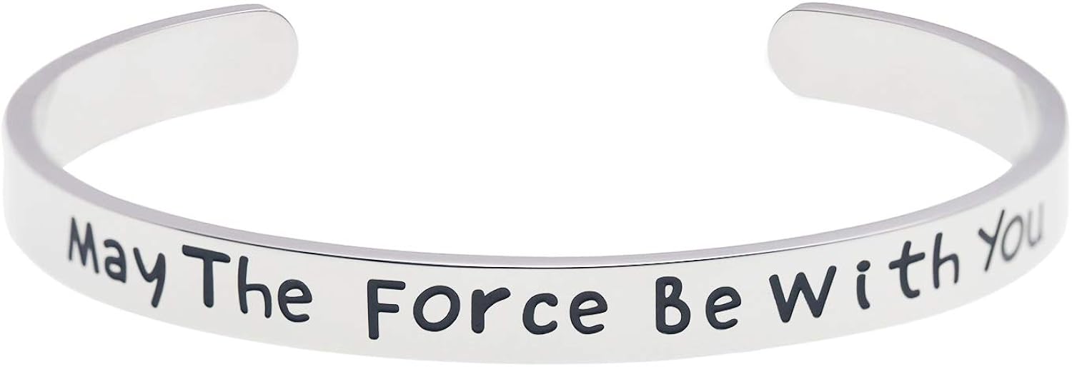 LParkin Star Wars Decor Bracelets For Women Man Starwars Gifts May The Force Be with You Cuff Bracelet, Force with You, 6 inches