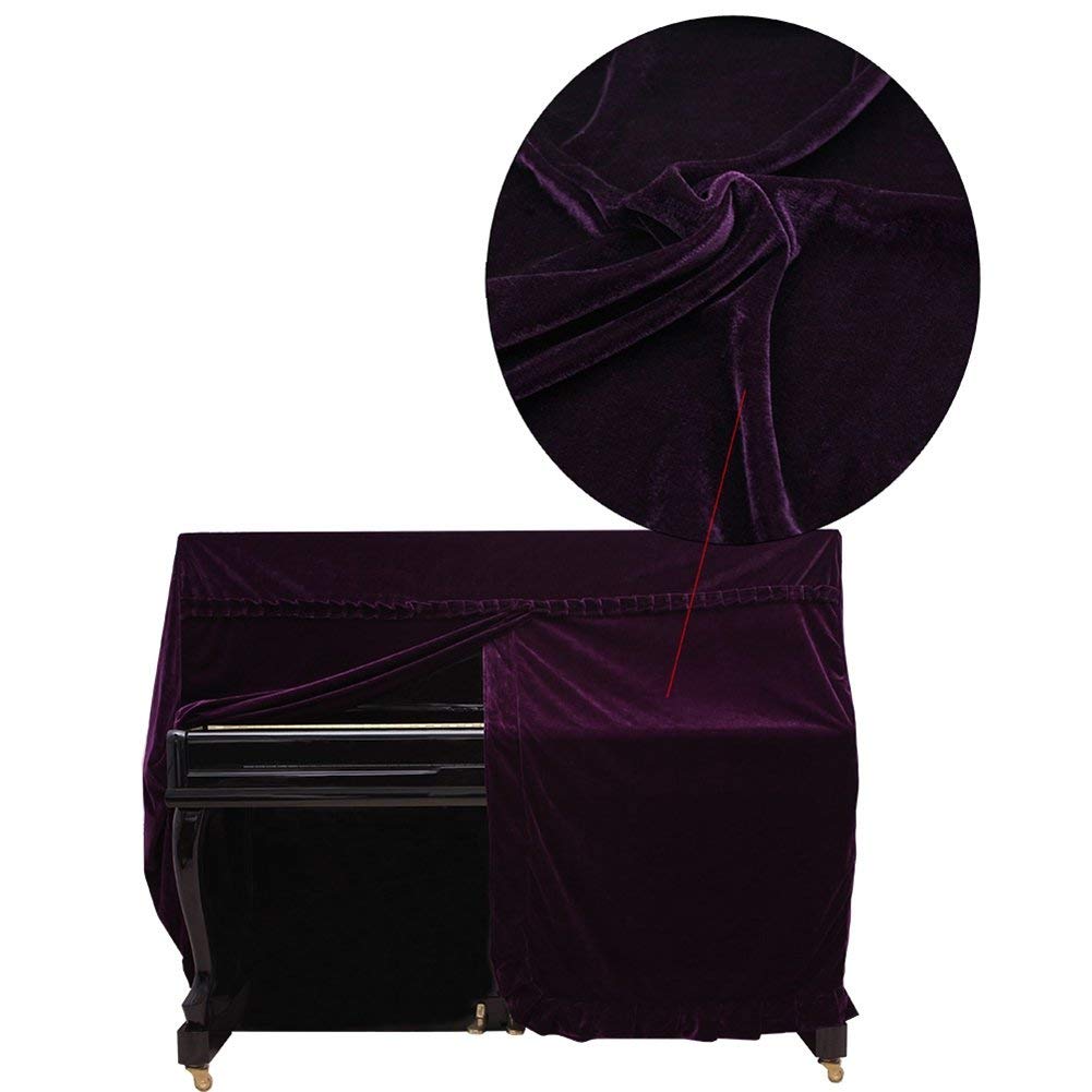 Alomejor Piano Cover Fashionable Full Piano Cover Cloth Art More Pleuche Decorated for Universal Upright Vertical Piano (Purple)