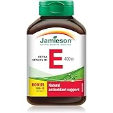 Jamieson Vitamin E 400 IU Softgels, Natural Antioxidant, Helps Prevents Tissue Damage and Vitamin E Deficiency. Gluten-Free, 