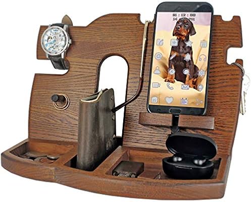 Wood Cell Phone Stand Smartwatch Wallet Holder Man Cave Decor Multiple Gadget Dock Mobile Accessory Organizer Nightstand Charging Docking Station Dad Wooden Desk Storage Bed Side Dresser Valet Tray Buy Online At