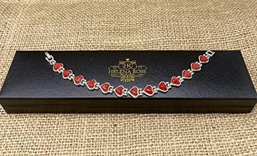 Helena Rose Jewellery Red Agate Heart Bracelet, Silver Tone Romantic Gemstone Magnetic Wristlet for Women - Image 5