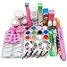 24 in 1 Combo Set Professional DIY Nail Art Decorations Kit Brush Buffer Acrylic Glitter Powder Cuticle Revitalizer Oil Pen Tool Nail Tips Rhinestones Pearls Reusable Form Glue Acrylic Set #27