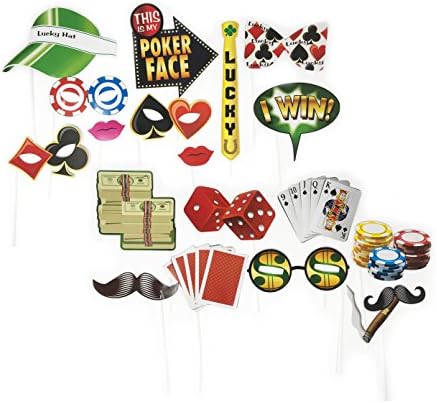 Las Vegas Casino Themed Photo Booth Props Kit Party Supplies- 18 Pcs