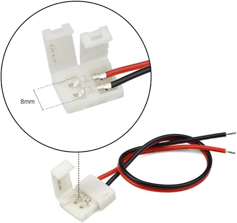 GTIWUNG 3528 2835 2 Pin Solderless LED Strip Light Connector Kit 8mm, Includes 6 x Jumper Connector - Image 3