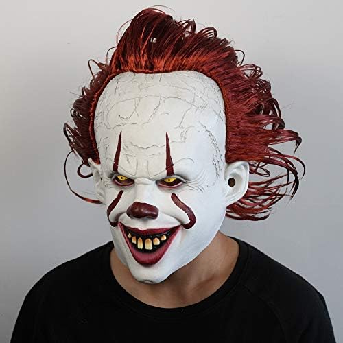 Wiouy Stephen King's It Mask Joker Mask Halloween Clown Back Spirit 2 Pennywise Latex Mask Halloween Cosplay Costume Props Smiley Not Shine