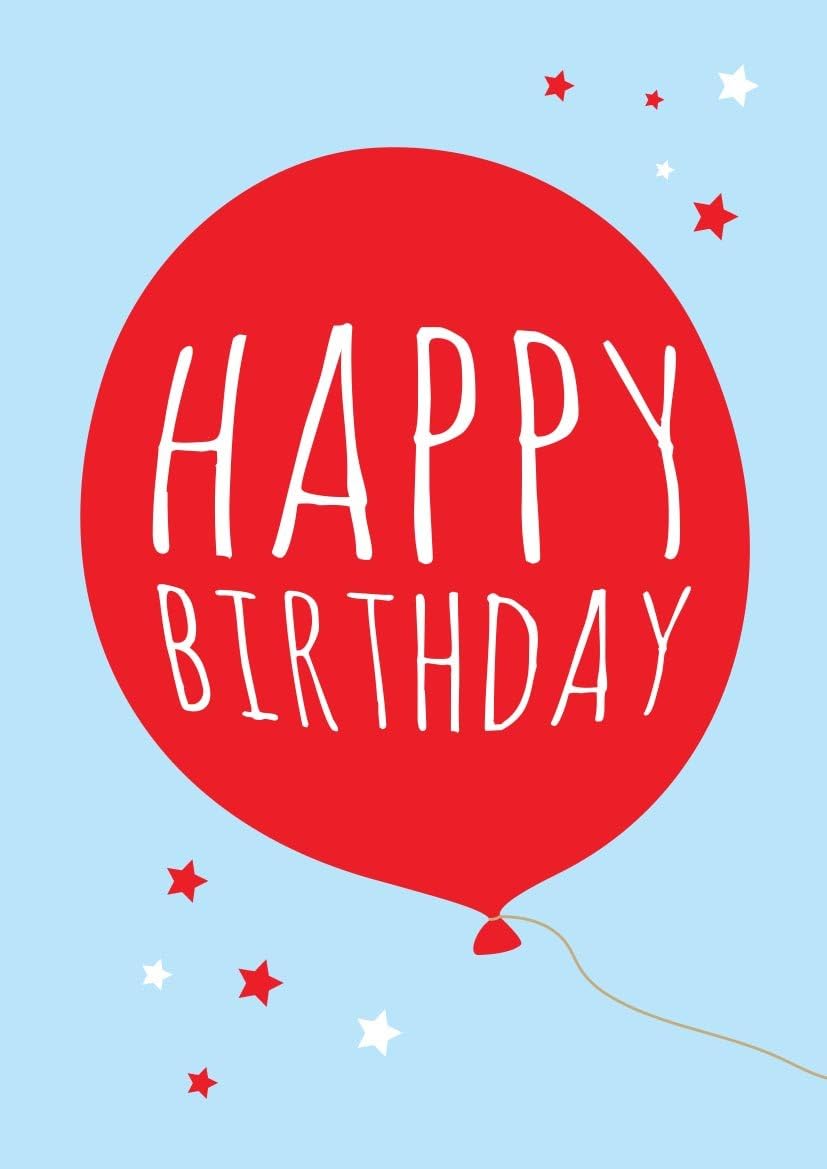 Dear Henry Kids Birthday Cards Multipack - 6 Cards & Coloured envelopes (Red Balloon)