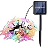 Outdoors Solar LED String Lights, GRDE® 16.4 Feet 20 LED Solar Powered Dragonfly Fair Lights Lighting and Decoration for Holiday Christmas Garden Patio Lawn Fence Yard, Multi-colors