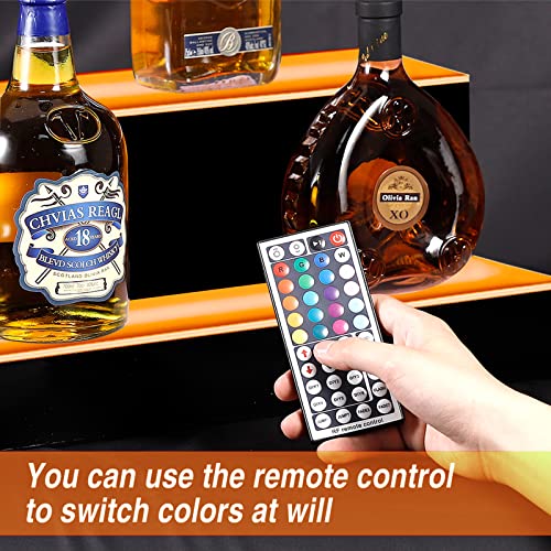 thumbnail image 2 of 2-Tier 32 Inch LED Lighted Liquor Shelf - Wall Mount Acrylic Display Rack With Remote & App Control, Multi-Color 2 of 11