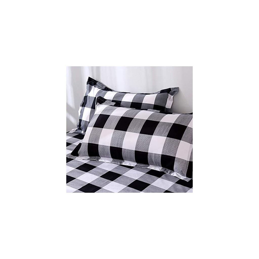 Jameswish Buffalo Plaid Duvet Cover King Set Black and White Buffalo