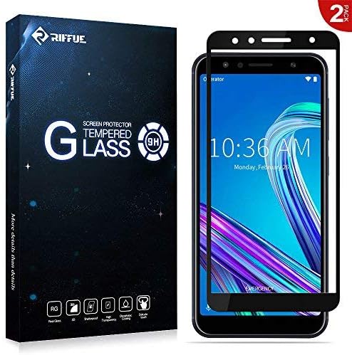 RIFFUE Screen Protector for Asus Zenfone Max Pro (M1) ZB602KL ZB601KL, Premium Crystal Full Coverage Tempered Glass Bubble Free Anti Scratch Protective Film Clear Screen Glass 2 Packs