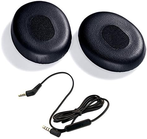 Replacement Ear Pads Cushion & Audio Cable with Mic For Bose QuietComfort 3 QC3 Headphones (Replacement Earpads + Audio Cable Cord for Bose QC 3)