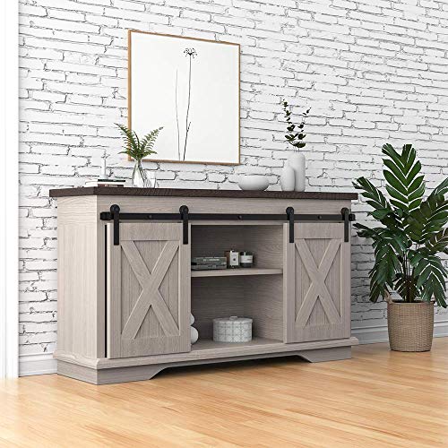 WINSOON 6FT Super Mini Barn Door Hardware Kit for Sliding Double Doors