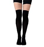 Bevigorio Black Thigh High Socks for Women Over the
