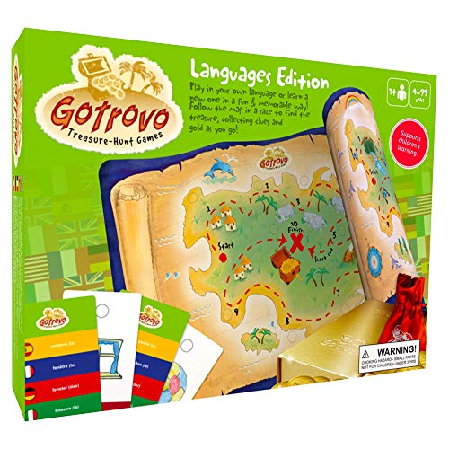 GoTrovo Language Game for Kids - Fun Indoor Outdoor Treasure Hunt Game and Scavenger Hunt. Play in 5 European Languages. Play Spanish Games, French Games, German Games, Italian Games and English Games