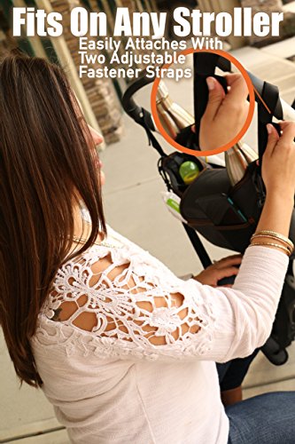 Best Universal Stroller Organizer Bag with Double Two Drink Cup Holders for Smart Moms - Baby Umbrella Stroller Storage Accessories for Shower Gifts Ideas - Bonus Shoulder Strap and Hook