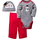 Gerber Boys' ' 3 Piece Bodysuit, Snowman, 3-6 Months