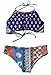Mumentfienlis Womens Padded Two Piece Vintage Halter Bikini Swimsuit Size L Multicolor
