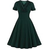 Wellwits Women's Ruched Wrap Work Cocktail Vintage Dress