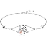 Fenthring Dinosaur Bracelet 925 Sterling Silver Heart Dino Matching Bracelets for Women Friendship Cute Animal Trex Jewelry