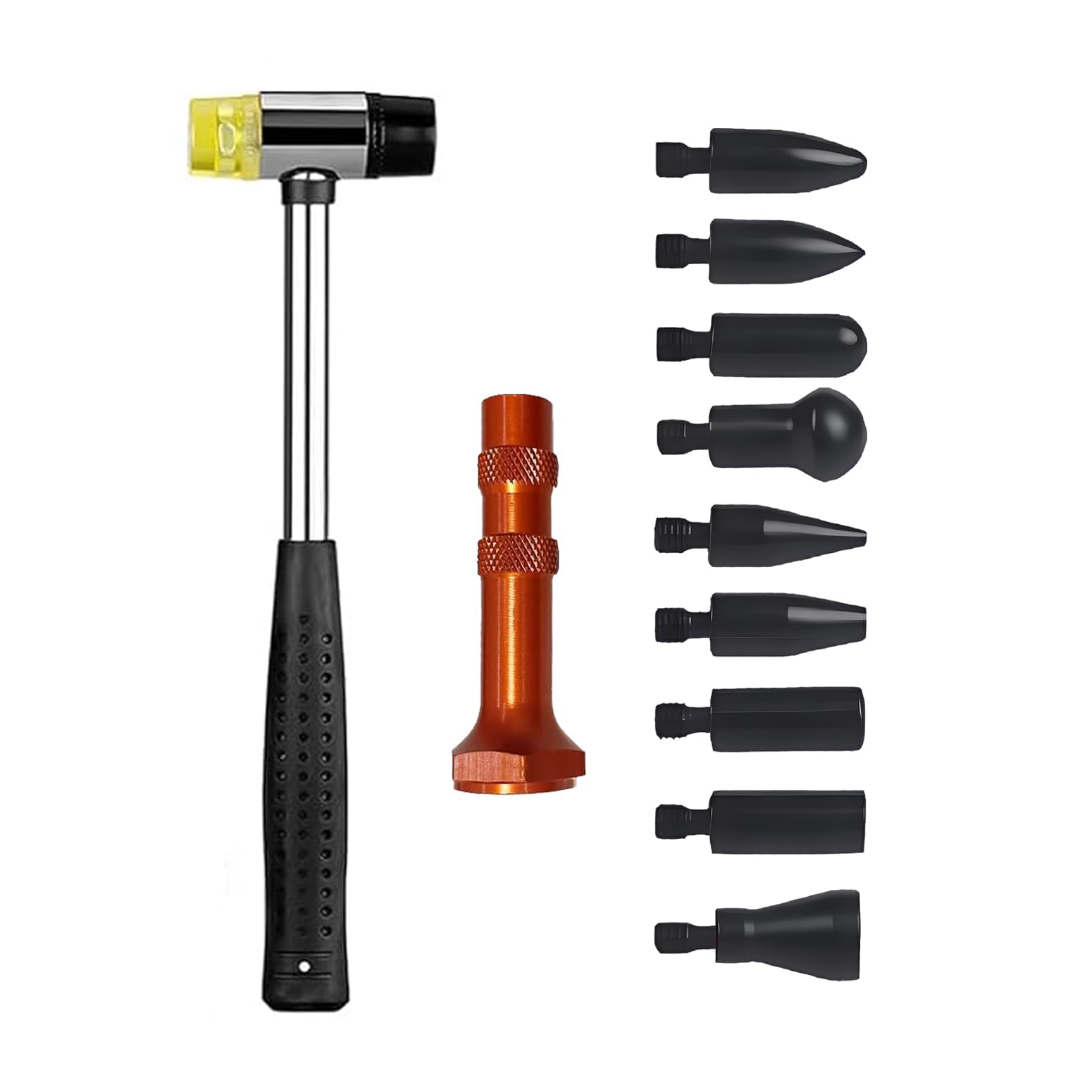 Photo 1 of DIQDI Paintless Dent Repair Kit, Rubber Hammer with Tap Down Pen and 9 Shaped Heads, Dent Removal Tool for Car Body, Appliance Metal Panels, DIY Dent Repair