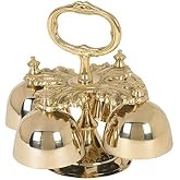 Stratford Chapel Polished Brass Four Cup Oak Leaf Hand Bells, 6 Inch