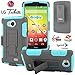 LG Tribute Case, CellJoy [Robot Armor] (Gray / Turquoise Teal) LG LS660 Optimus F60 Transpyre **ShockProof** [HEAVY DUTY] Drop Protection Kickstand Hybrid Cover [Swivel Belt Clip Holster Combo]