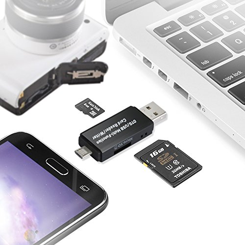 SD Card Reader, Nobebird Micro SD card Reader/Writer for SD/SDHC/MMC II/RS MMC/Micro SD/Micro SDHC/Micro SDXC, Micro USB OTG to USB 2.0 Adapter for Smartphones/Tablets/Laptops/PC with OTG Function